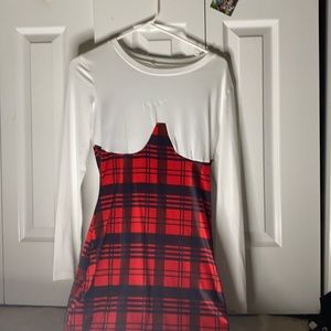 White dress with red